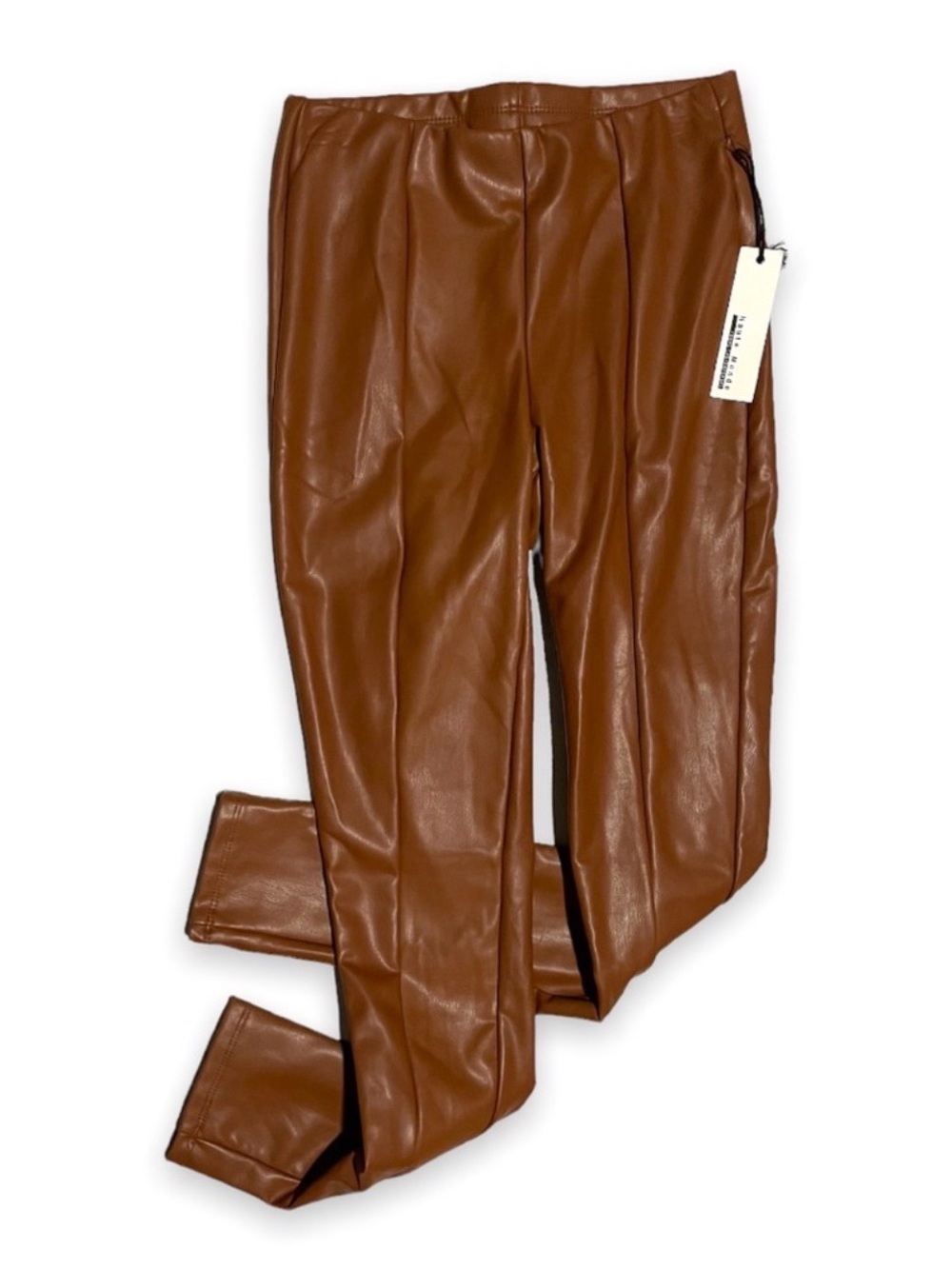 Haute Monde Tan Faux Leather Pants
